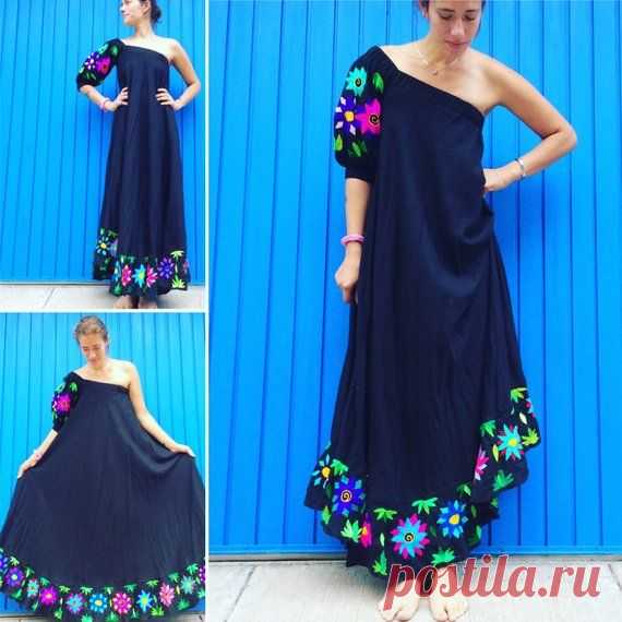 Hand embroidered black linen Maxi dress,made with so much love and dedication, we could only make one..