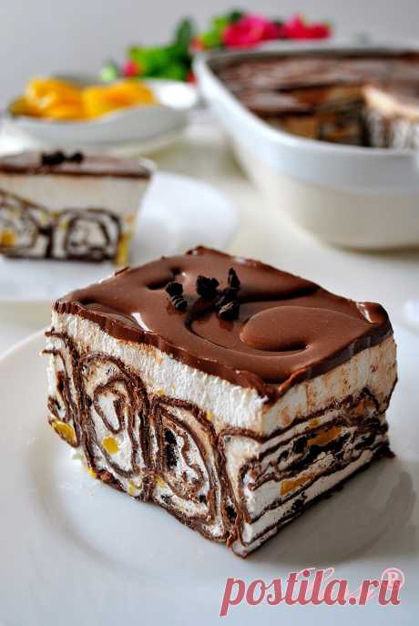 Палачинкова торта с маскарпоне и шоколад / Rolled crepe cake with mascarpone and chocolate