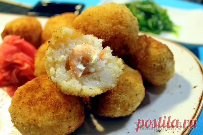 Рисовые шарики с креветками в кляре