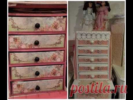 Part 2/Progress Of Craft Space Makeover Before/After Cardboard Chest Of Drawers/2017 - YouTube