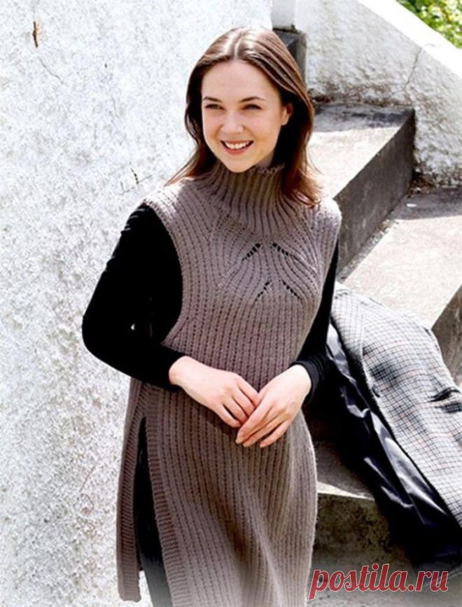 Удлиненный жилет (Вязание спицами) – Журнал Вдохновение Рукодельницы