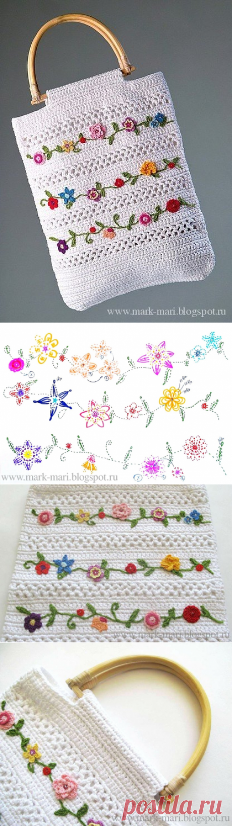 Сумка &quot;Цветы лета&quot;. Вяжется легко и просто!