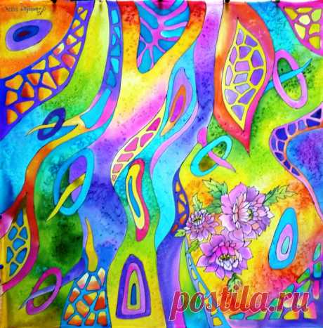 Холодный батик.Мастер класс по росписи ВИКТОРИИ ИГНАТОВОЙ