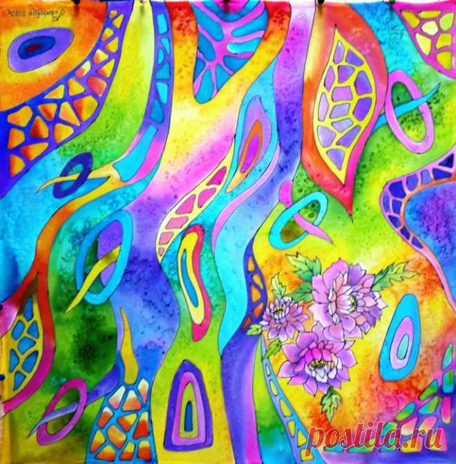 Холодный батик.Мастер класс по росписи ВИКТОРИИ ИГНАТОВОЙ