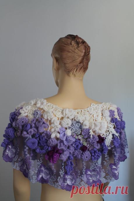 Bohemian Freeform Crochet Capelet Poncho Shawl от levintovich