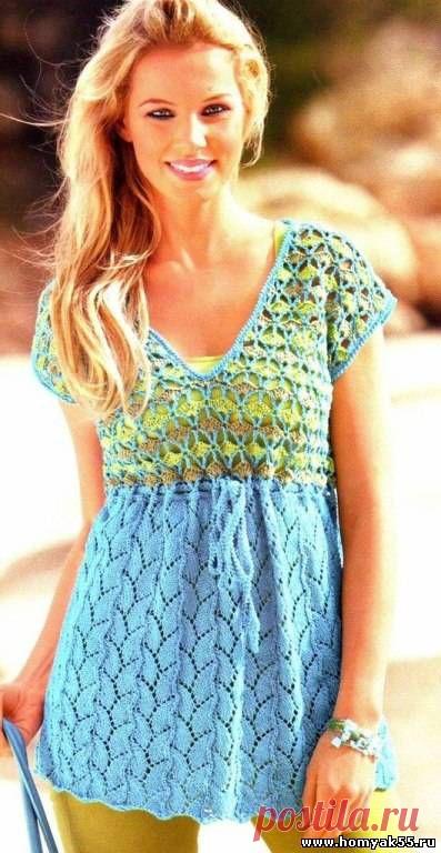 Летние топы, маечки для женщин спицами - Схемы и описания вязаных изделий | «Хомяк55.ру» сайт о вязании