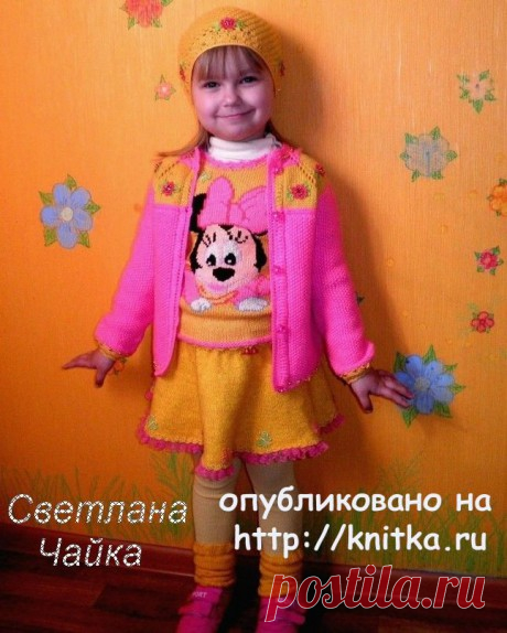 Вязаная безрукавка для девочки Веселая Минни, Вязание для детей