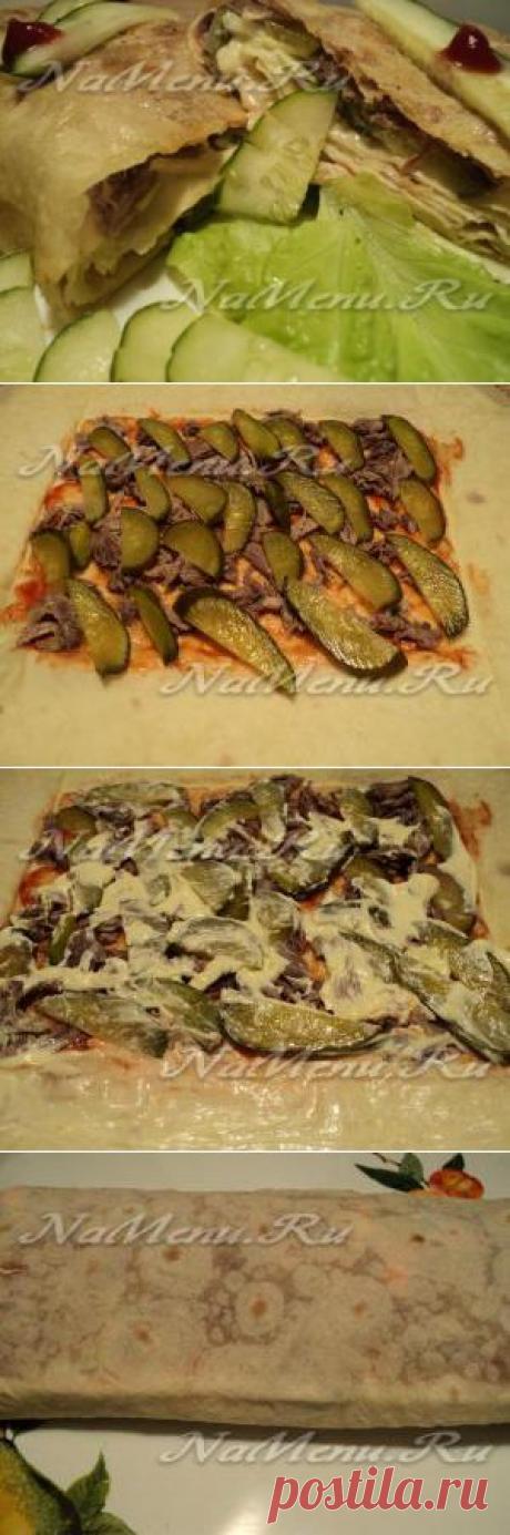 Как приготовить домашнюю шаурму со свининой и соленым огурцом?