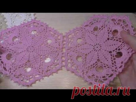 Круглый ажурный мотив-салфетка Цветы Лилии МК