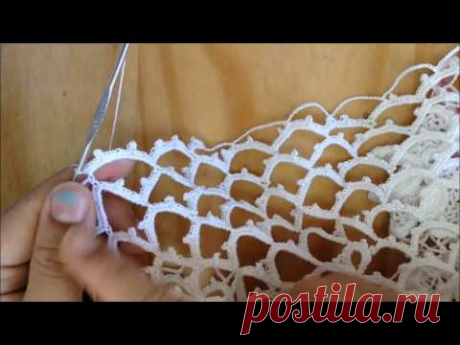 Vestido en crochet irlandés: red tradicional para la falda- Tejido Circulos
