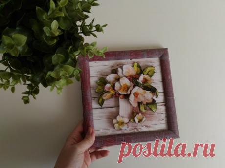 Картина &quot;Яблоневый цвет&quot; в технике папертоль