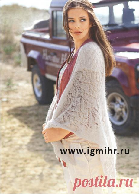 Ажурная шаль из королевского мохера. Спицы