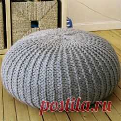 стильный вязаный пуфик