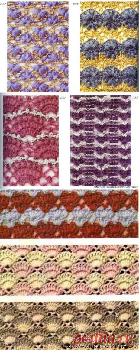 Коллекция многоцветных узоров крючком