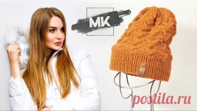 Шапка для модницы на осень-зиму спицами DIY