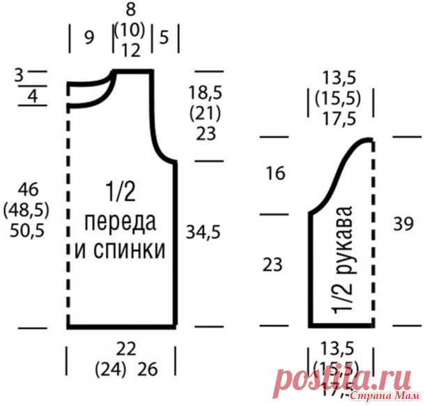 Ажурный джемпер с укороченными рукавами - Вязание спицами - Страна Мам