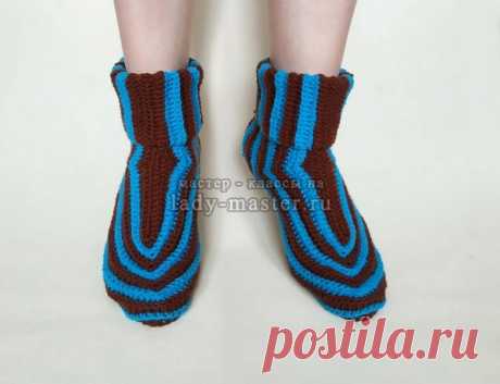 Домашние носки-тапочки крючком