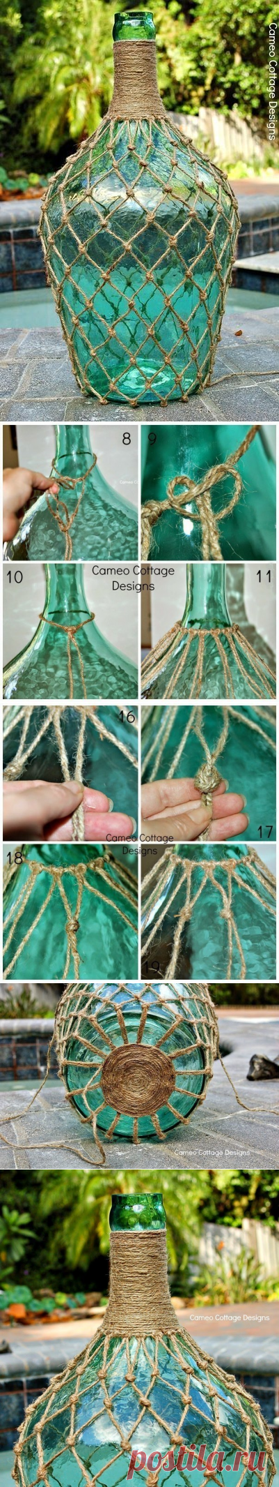 Красивый декор бутылки верёвкой — Сделай сам, идеи для творчества - DIY Ideas