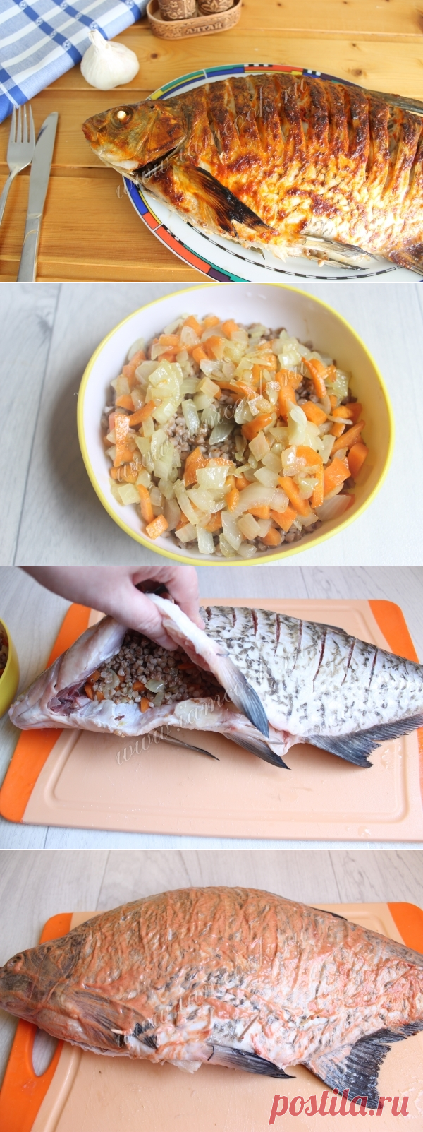 Лещ с гречкой, запеченный в духовке, рецепт с фото.
