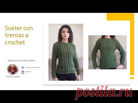 Sueter con trenzas a crochet