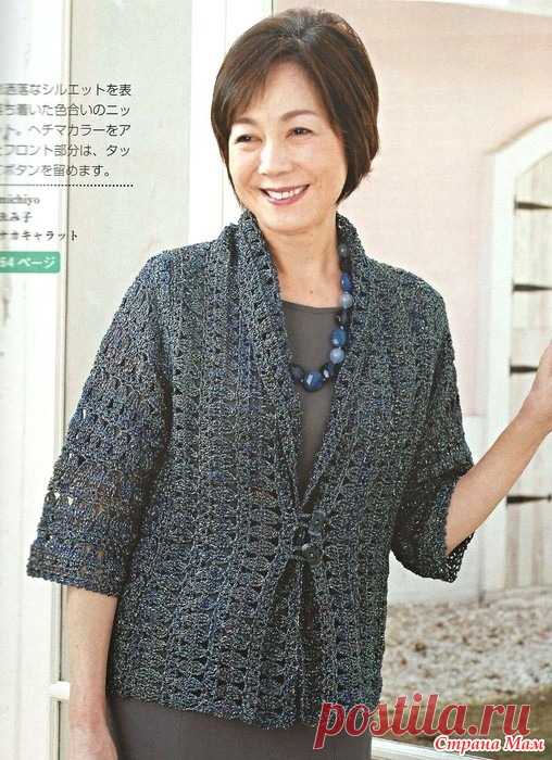 Ажурный жакет с воротником 