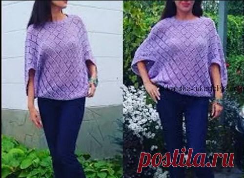Ажурный джемпер-“квадрат” спицами. Видео МК от Юлии Имукиной. / shkatulka-rukodeliya.com