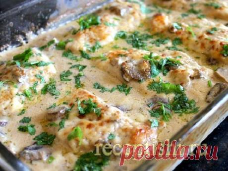 Курица с грибами под сыром