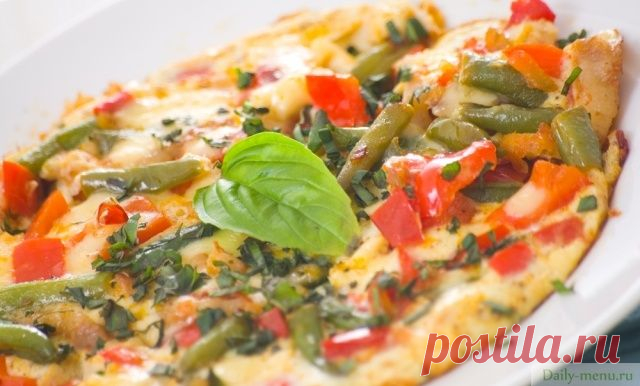 Яичница с зеленой фасолью и помидорами - Daily-menu.ru