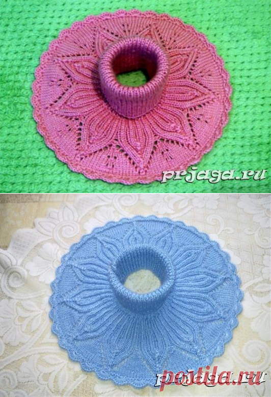 Манишка спицами «Листья»