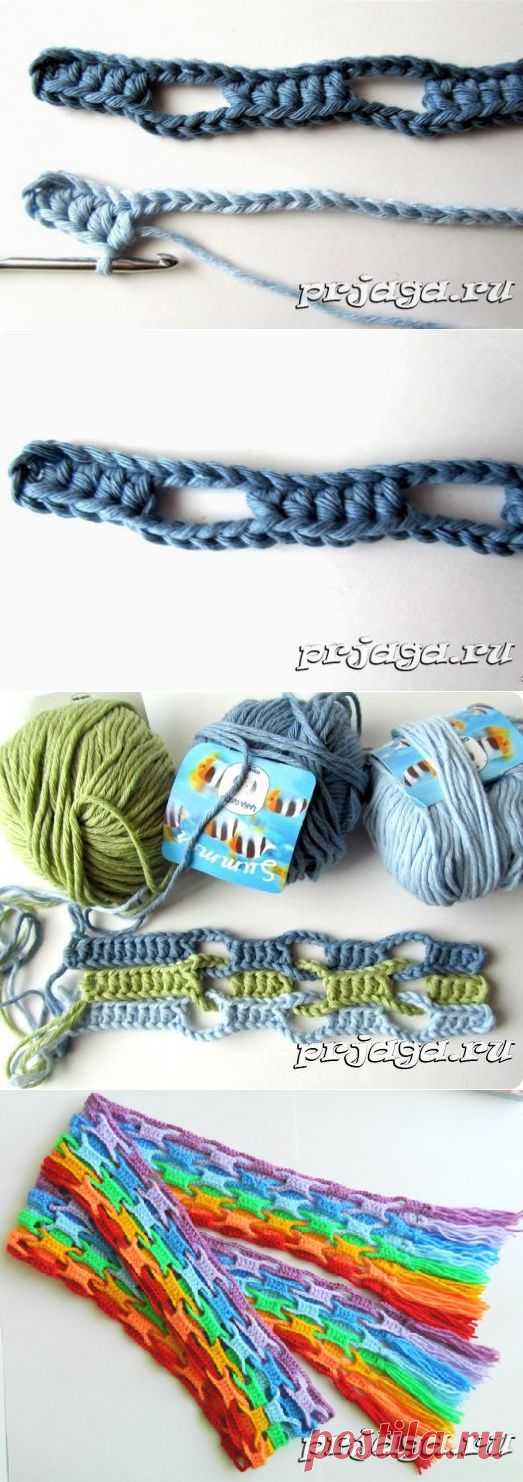 Интересная техника вязания крючком шарфика