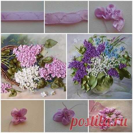 How to Make Embroidery Ribbon Lilac Flowers