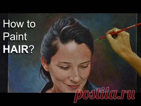 Как нарисовать реалистичные детали волос в акриле