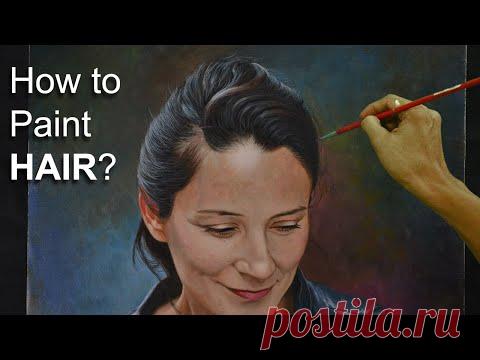 Как нарисовать реалистичные детали волос в акриле