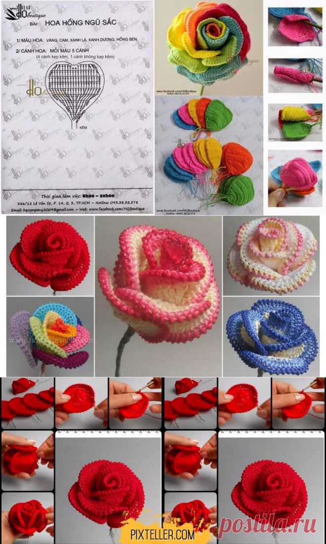 How to Crochet Pretty Roses - Free Crochet Patterns ✔