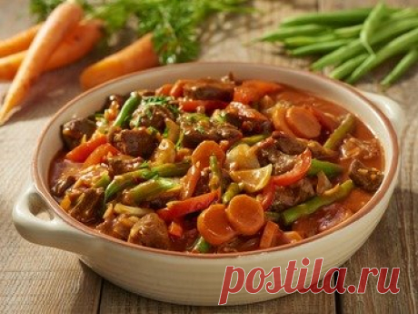 Гуляш с зеленой фасолью и овощами - простой и вкусный рецепт с пошаговыми фото