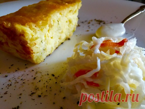 Запеканка из тертого картофеля .Быстро ,вкусно