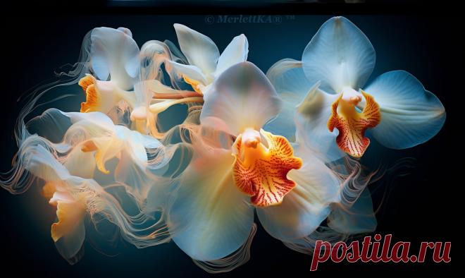 Как генерирует орхидею нейронка
Эти образцы существуют только на рисунке, потому что полностью придуманы и отрисованы нейросетью. 
Источник фото: нейросети Midjourney