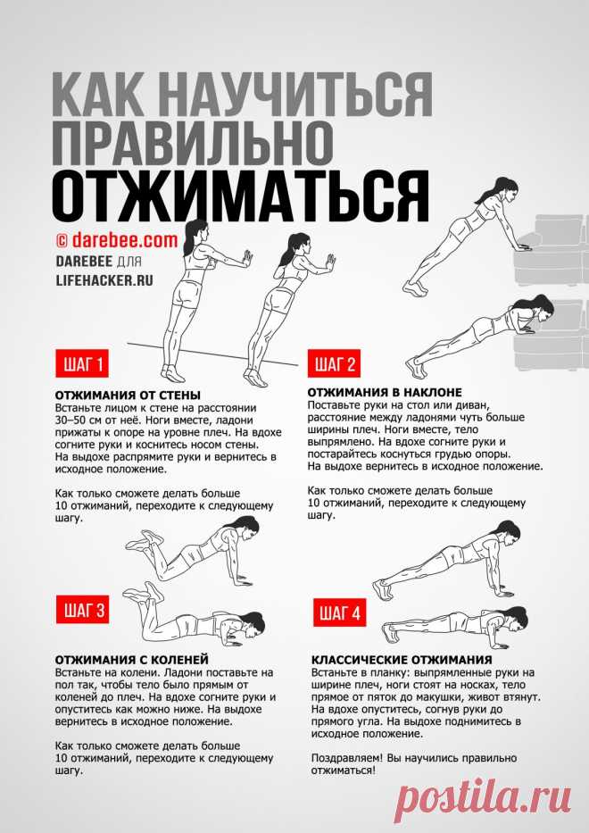 Как научиться правильно отжиматься девушкам Все о методах похудения, фитнес, домашние диеты, правильное питание, диетические рецепты.