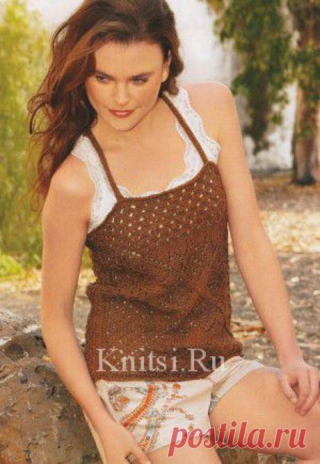 Коричневый топ. Вязание для женщин / Топы / Спицами
