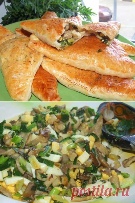 Быстрые пирожки с яйцом, зеленью и грибами.