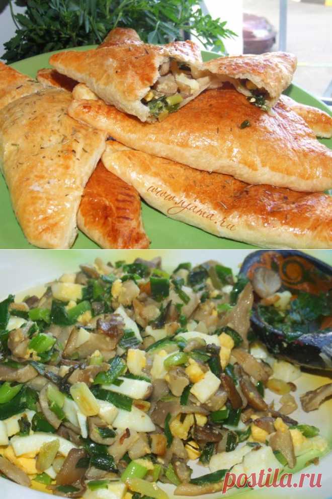 Быстрые пирожки с яйцом, зеленью и грибами.