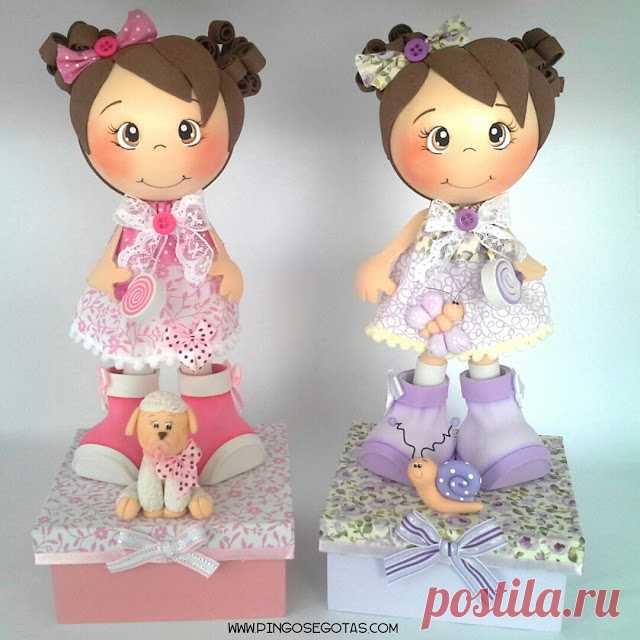 Pingos e Gotas: Fofuchas com caixinhas de MDF