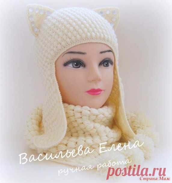 Вяжем крючком шапочку «Кошка» осенний и зимний вариант. МК