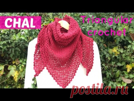Chal triangular a crochet facil