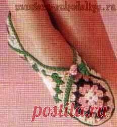 Схема вязания: Тапочки из квадратов