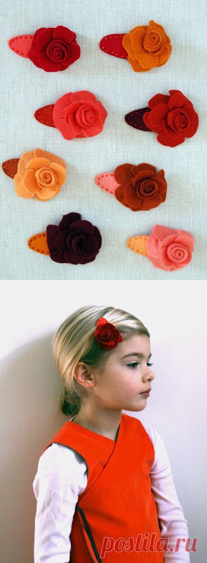 Заколки розочки из фетра | Варварушка-Рукодельница
