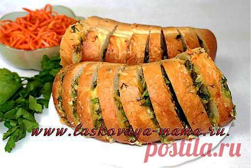 Ароматный фаршированный батон с сыром и чесноком | Любимые рецепты