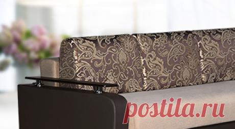 Прямой диван шоколадно - бежевого цвета Марракеш из ткани и искусственной кожи (кожзам), с ящиком для белья Магазины в Москве