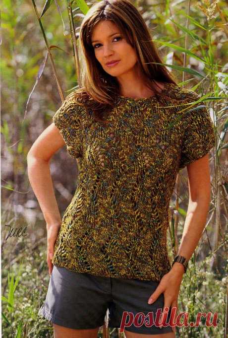 Меланжевый летний джемпер SAFARI SPORTIVO спицами. / Вяжи.ру