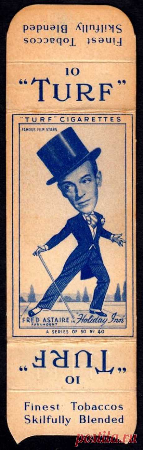 Cigarette Card - Fred Astaire Carreras Turf Cigarettes "Famous Film Stars" (issued in 1949 on the packet slider) #40 Fred Astaire in "Holiday Inn"